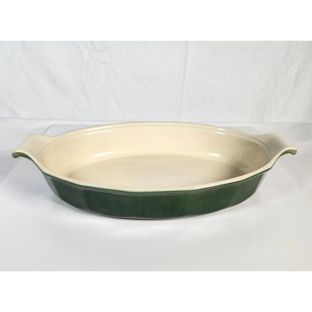 Emile Henry Oval Casserole Williams-Sonoma Green Stoneware Gratin Dish 12.5